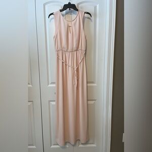 Forever 21 Soft Pastel Pink sleeveless maxi dress keyhole neckline waist‎ tie XS